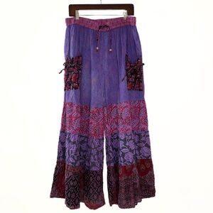 Bohemian Wide Leg Pants - Purple and Red